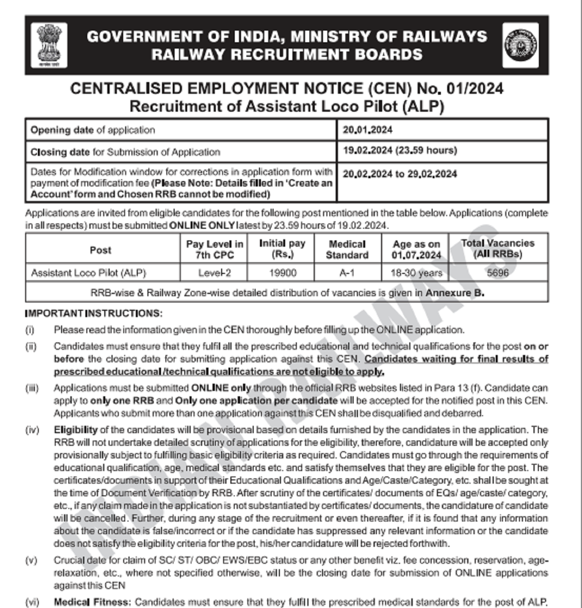 Railway RRB ALP Vacancy 2025