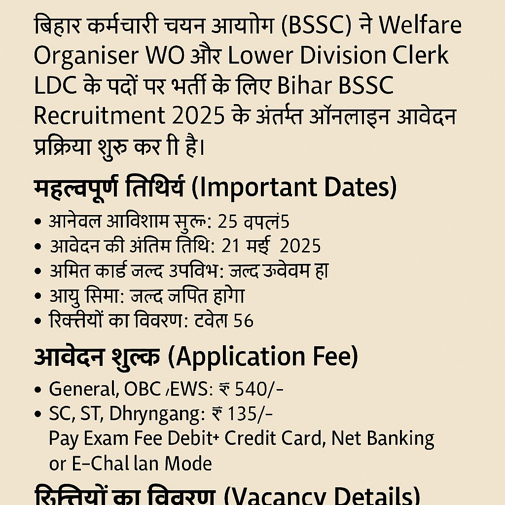 Bihar BSSC Recruitment 2025